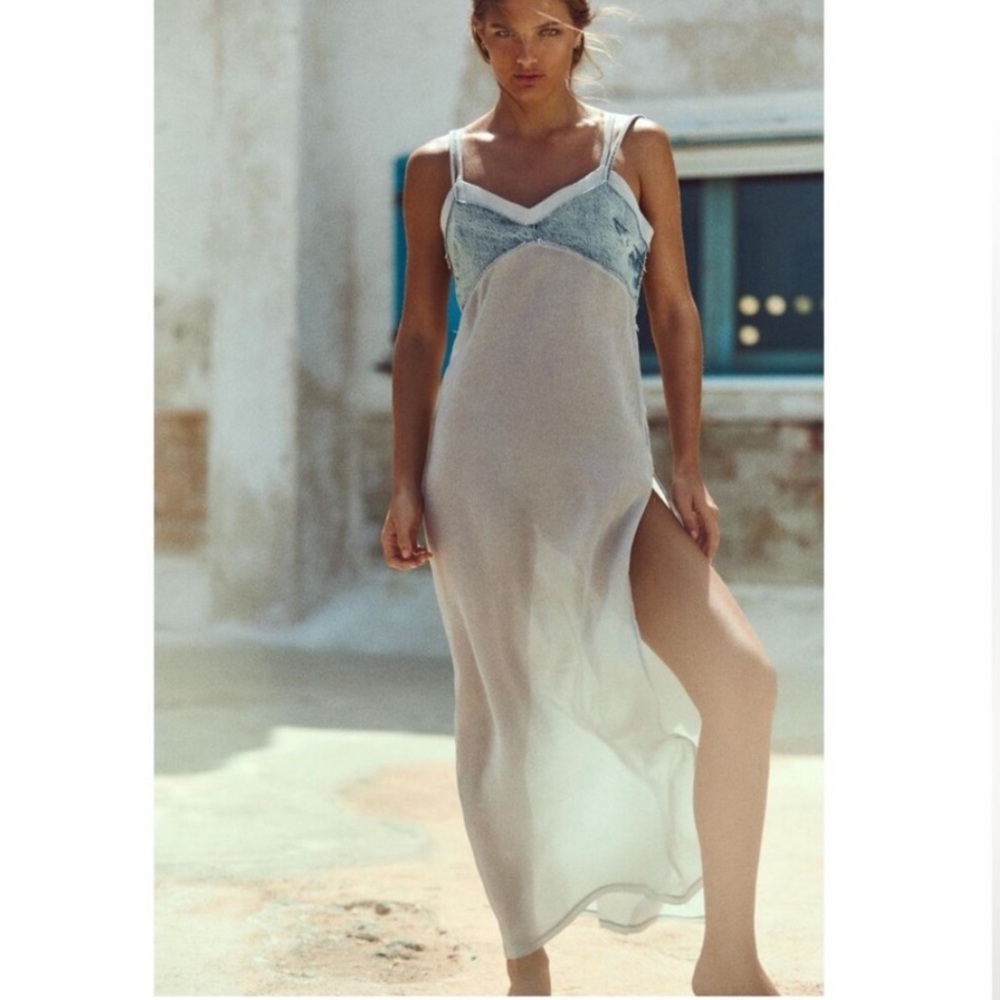 NWOT. Zara Contrasting Semi Sheer Dress